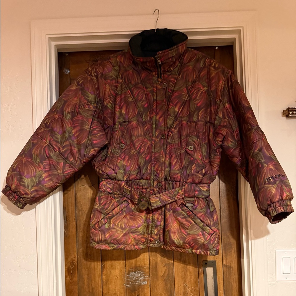 Edelweiss Multicolor Floral Ski Jacket - Burgundy, Green, Gold